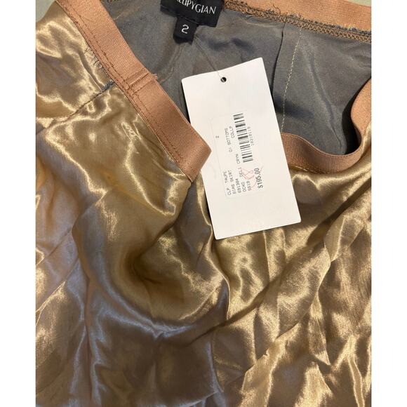 Callipygian Gold Taupe Satin Bias Cut Midi Skirt NWT Size 2 - Picture 5 of 5